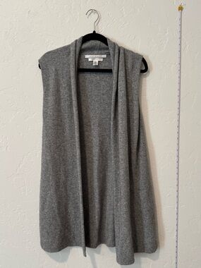 Max Studio Gray Open-Front Sleeveless Cardigan - 2ply cashmere